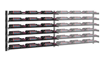 Wine Wall Six Row (Extension Kit) in 36 Bottles (Double Deep) Matte Black/Matte Black Matte Black