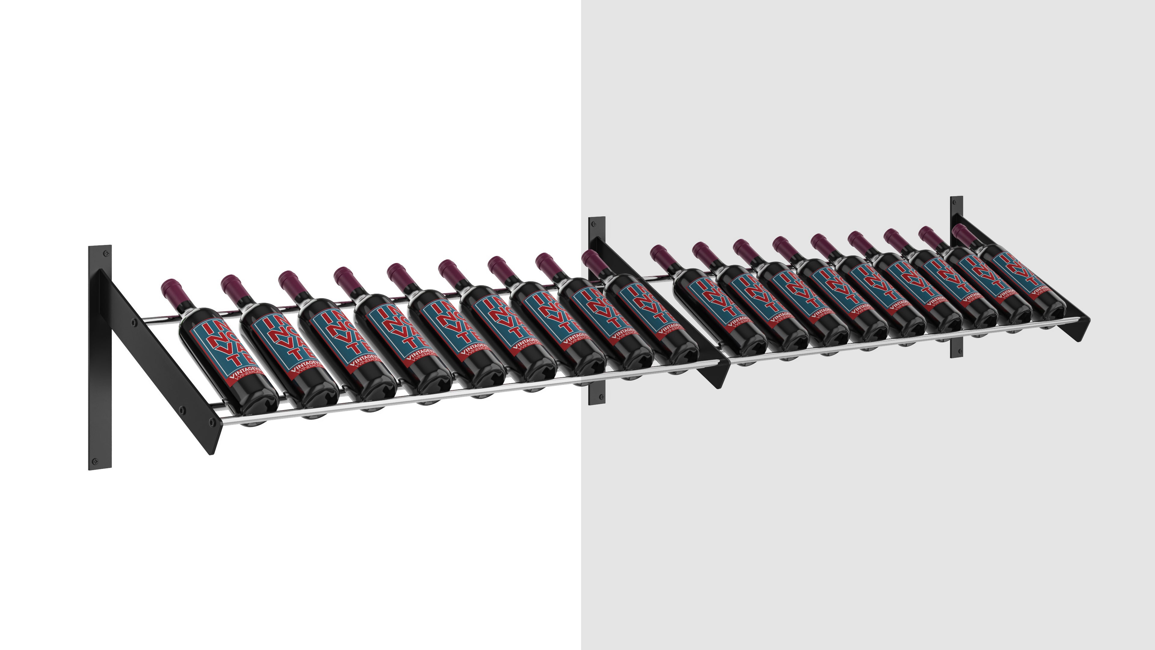 Wine Wall Presentation Row (Extension) in 9 Bottles (Extension) Matte Black/Chrome