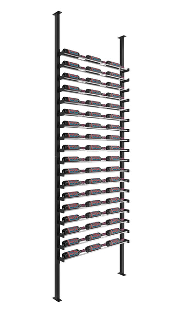 Wine Wall Post Kit Single Side in 54 Bottles (Single Deep) Matte Black/Chrome