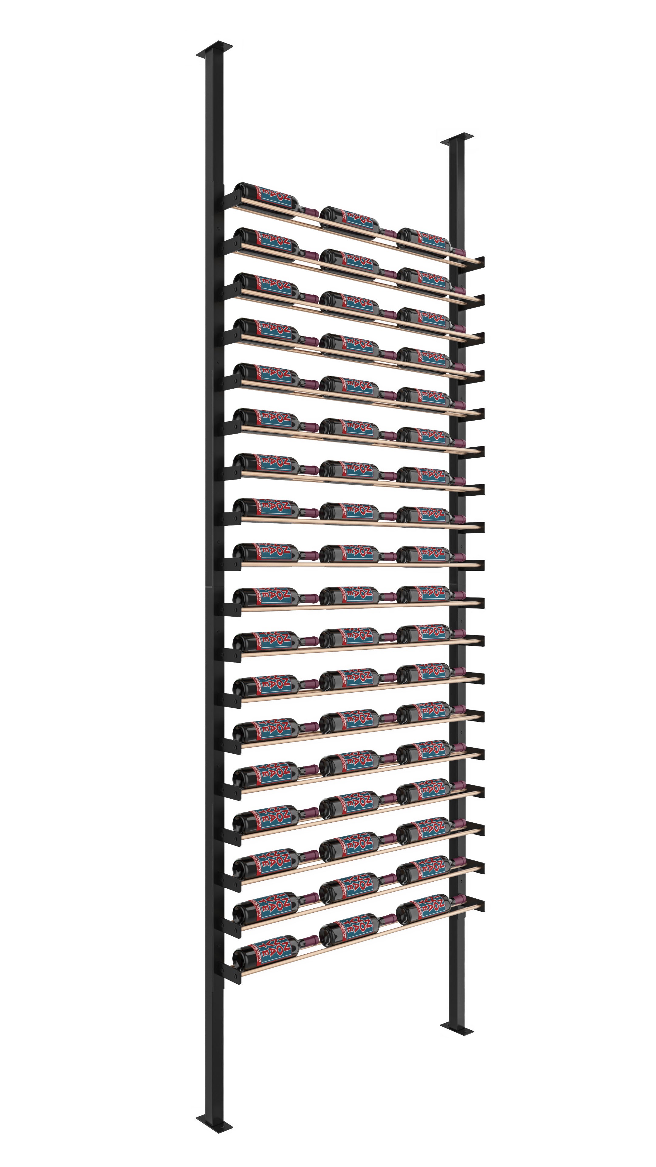 Wine Wall Post Kit Single Side in 54 Bottles (Single Deep) Matte Black/Golden Bronze