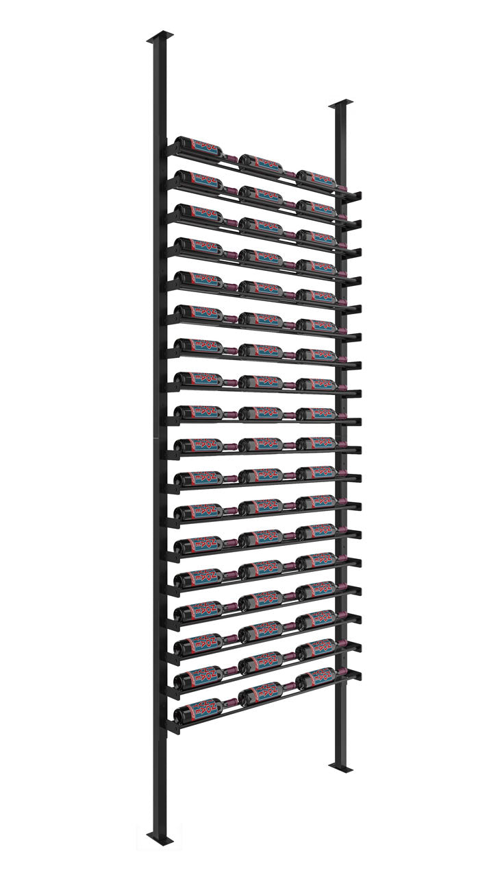 Wine Wall Post Kit Single Side in 54 Bottles (Single Deep) Matte Black/Matte Black