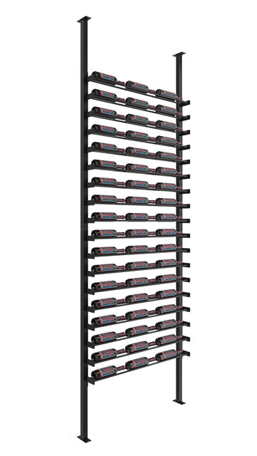 Wine Wall Post Kit Single Side in 54 Bottles (Single Deep) Matte Black/Matte Black