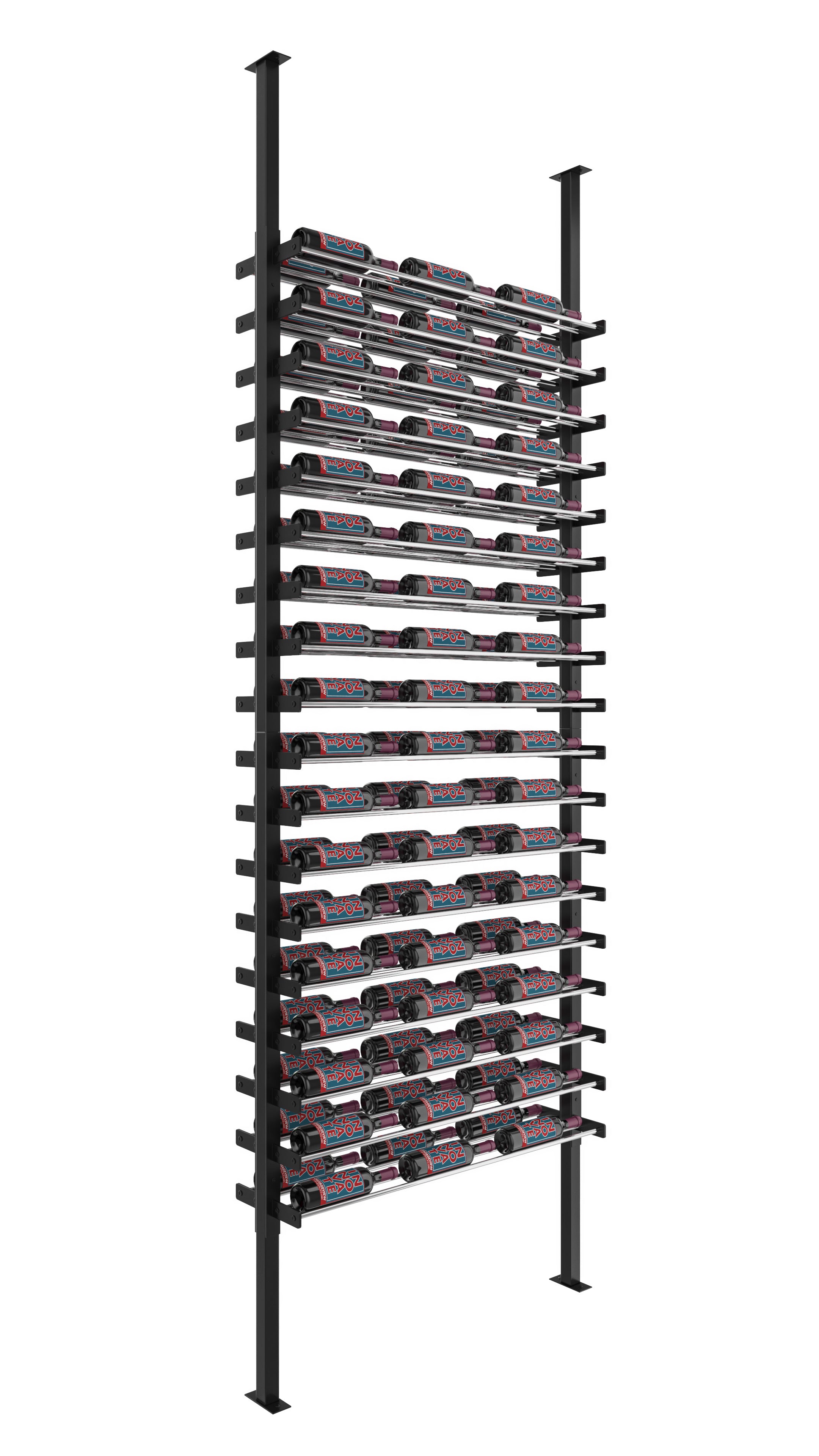 Wine Wall Post Kit Double Side in 108 Bottles (Single, Single) Matte Black/Chrome