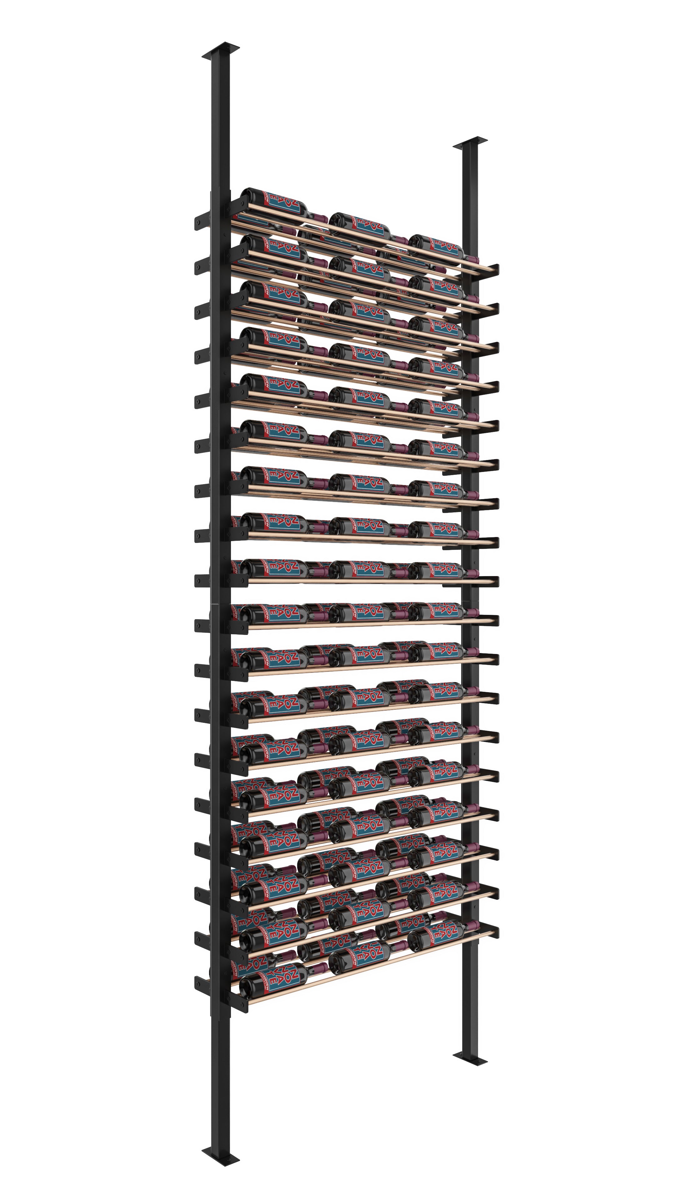 Wine Wall Post Kit Double Side in 108 Bottles (Single, Single) Matte Black/Golden Bronze