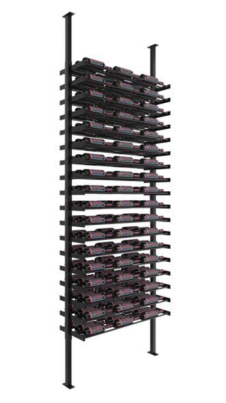Wine Wall Post Kit Double Side in 216 Bottles (Single, Triple) Matte Black/Matte Black