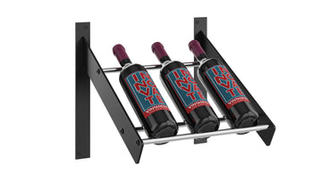 Wine Wall Presentation Row in 1 Column (3 Bottles) Matte Black/Chrome