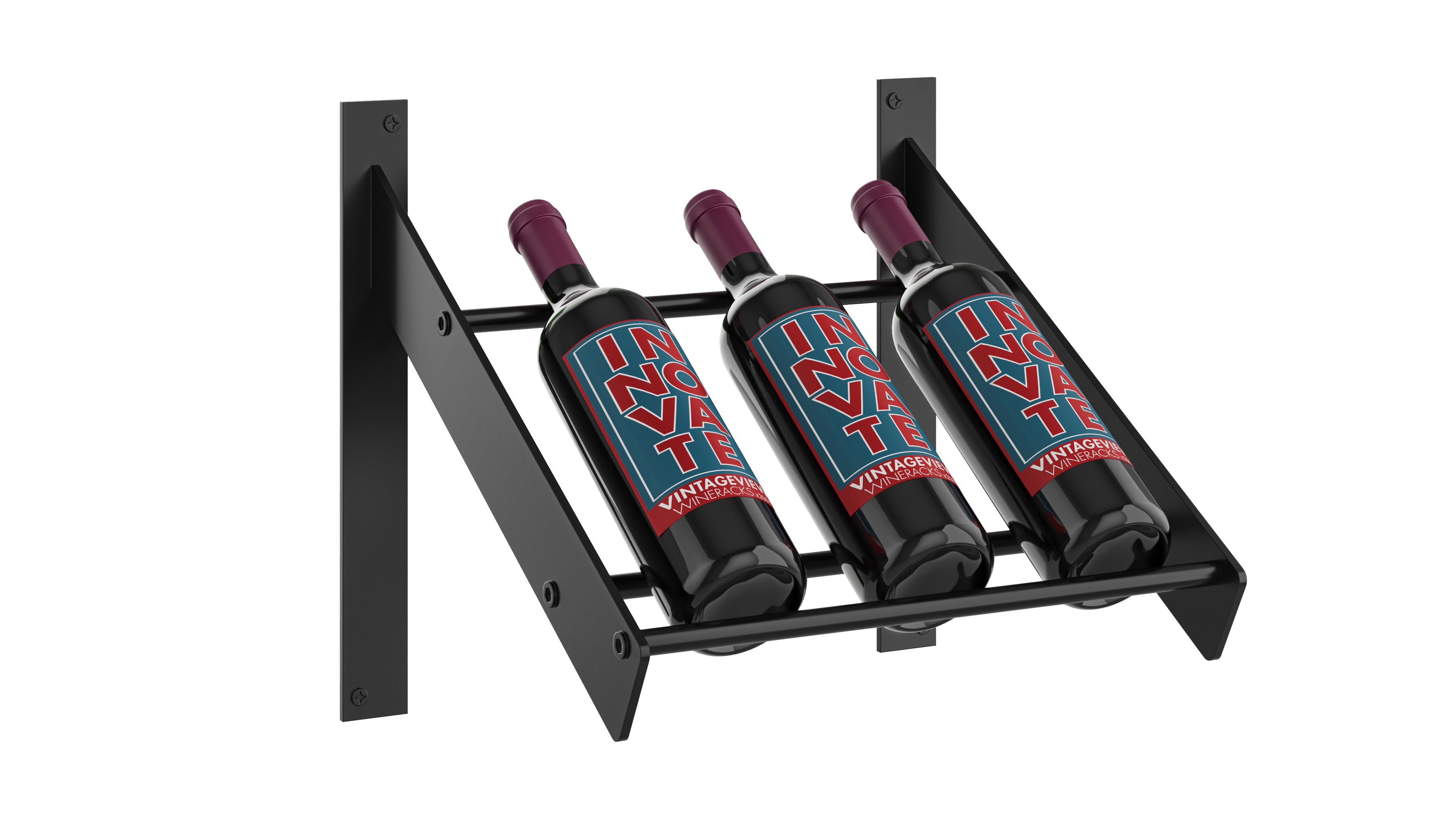 Wine Wall Presentation Row in 1 Column (3 Bottles) Matte Black/Matte Black