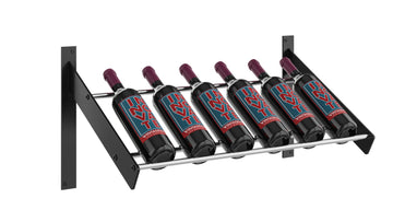 Wine Wall Presentation Row in 2 Columns (6 Bottles) Matte Black/Chrome
