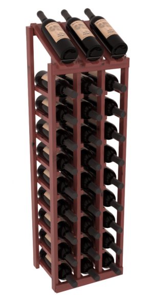 InstaCellar - 3 Column, 10R Display Top Rack in Alder Cherry stained with WineSafe™ Satin Sealant