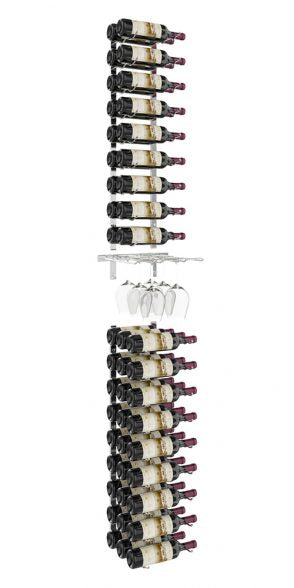 W Series Glass and Bottle Kit (wall mounted metal wine and glass storage) in Chrome Luxe