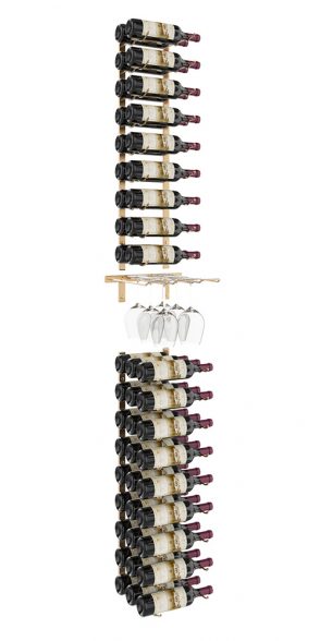W Series Glass and Bottle Kit (wall mounted metal wine and glass storage) in Golden Bronze