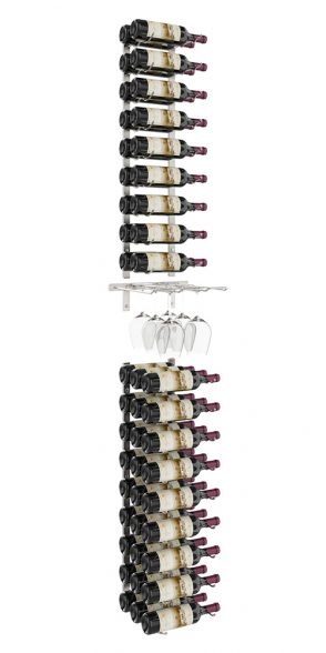 W Series Glass and Bottle Kit (wall mounted metal wine and glass storage) in Brushed Nickel