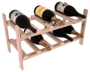 Living Series - 10 Bottle Magnum Stackable in Alder Unstained with WineSafe™ Satin Sealant