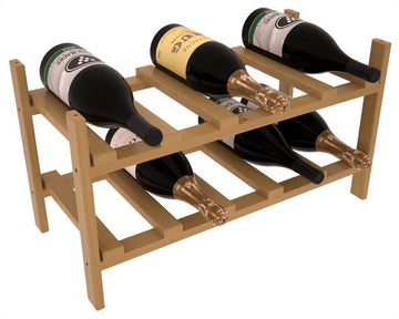 Living Series - 10 Bottle Magnum Stackable in Pine Oak stained with WineSafe™ Satin Sealant