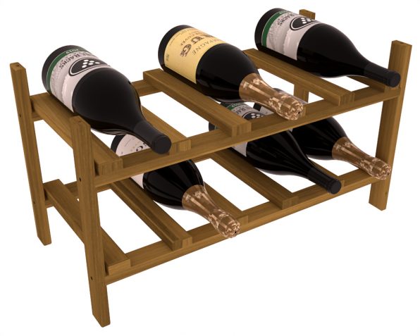 Living Series - 10 Bottle Magnum Stackable in Redwood Oak stained without WineSafe™ Satin Sealant