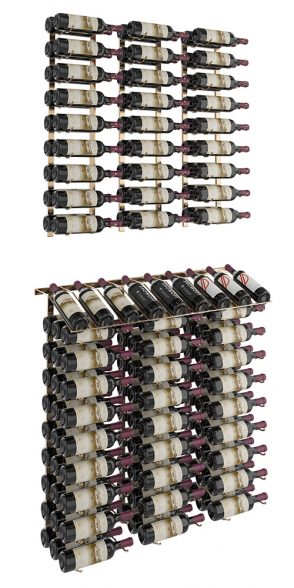 W Series Presentation Row Display (wall mounted metal wine rack kit) in Golden Bronze