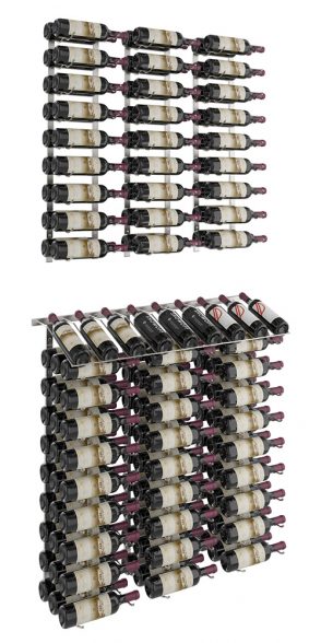 W Series Presentation Row Display (wall mounted metal wine rack kit) in Brushed Nickel