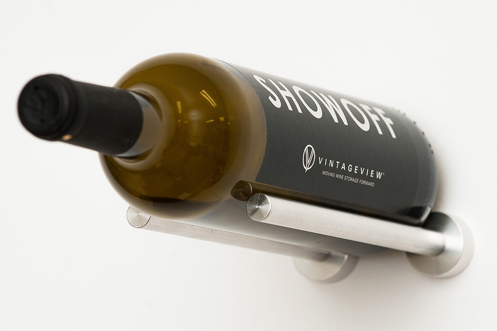 Vino Rails – Single Bottle in Milled Aluminum Drywall (includes Collars)