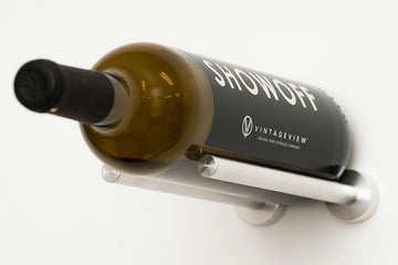 Vino Rails – Single Bottle in Milled Aluminum Drywall (includes Collars)
