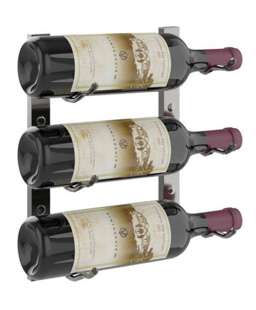 W Series Wine Rack 1 (modern wall mounted metal bottle storage) in 3 Bottles (Single Deep) Gunmetal