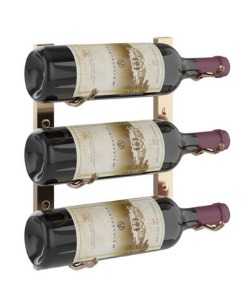 W Series Wine Rack 1 (modern wall mounted metal bottle storage) in 3 Bottles (Single Deep) Golden Bronze