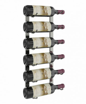 W Series Wine Rack 2 (wall mounted metal wine bottle storage) in 6 Bottles (Single Deep) Gunmetal