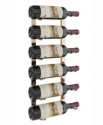 W Series Wine Rack 2 (wall mounted metal wine bottle storage) in 6 Bottles (Single Deep) Golden Bronze