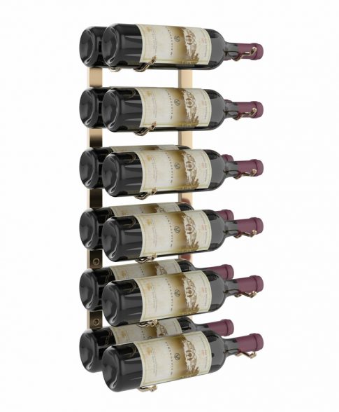 W Series Wine Rack 2 (wall mounted metal wine bottle storage) in 12 Bottles (Double Deep) Golden Bronze