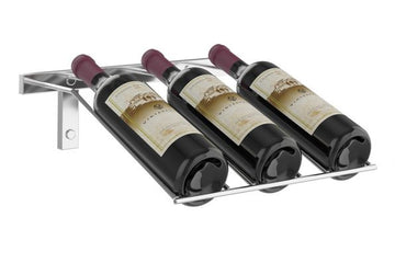 W Series Presentation Row 3 Bottle (wall mounted metal wine rack) in 3 bottles Chrome Luxe