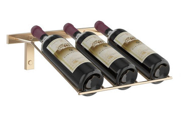 W Series Presentation Row 3 Bottle (wall mounted metal wine rack) in 3 bottles Golden Bronze