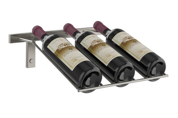 W Series Presentation Row 3 Bottle (wall mounted metal wine rack) in 3 bottles Gunmetal