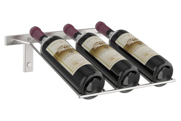 W Series Presentation Row 3 Bottle (wall mounted metal wine rack) in 3 bottles Brushed Nickel
