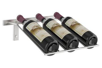 W Series Presentation Row 3 Bottle (wall mounted metal wine rack) in 3 bottles Brushed Nickel