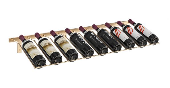 W Series Presentation Row 9 Bottle (wall mounted metal wine rack) in 9 bottle Golden Bronze