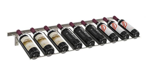 W Series Presentation Row 9 Bottle (wall mounted metal wine rack) in 9 bottle Gunmetal