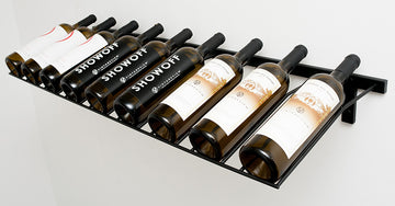 W Series Presentation Row 9 Bottle (wall mounted metal wine rack) in 9 bottle Matte Black