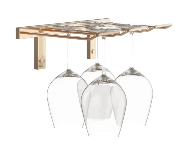 Double Deep Stemware Rack in Golden Bronze 4 Wine Glasses/Double Deep