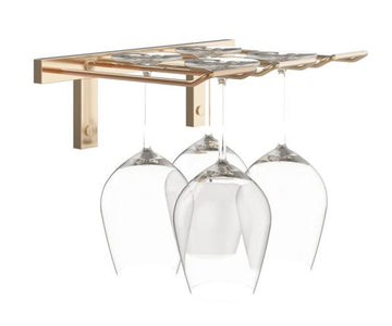 Double Deep Stemware Rack in Golden Bronze 4 Wine Glasses/Double Deep