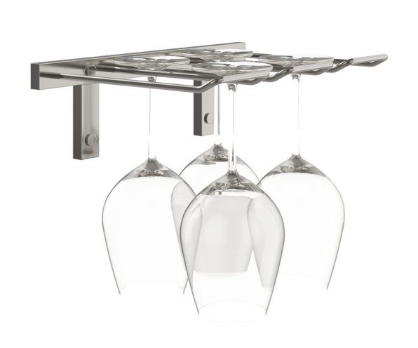Double Deep Stemware Rack in Gunmetal 4 Wine Glasses/Double Deep