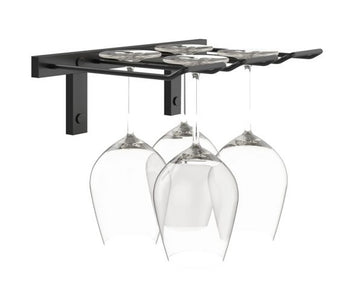 Double Deep Stemware Rack in Matte Black 4 Wine Glasses/Double Deep