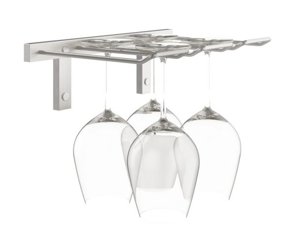 Double Deep Stemware Rack in Brushed Nickel 4 Wine Glasses/Double Deep