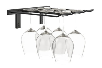 Triple Deep Stemware Rack in Matte Black 6 Wine Glasses/Triple Deep