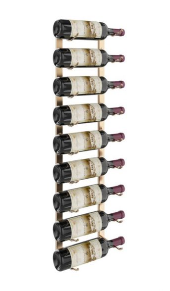 W Series Wine Rack 3 (wall mounted metal bottle storage) in 9 Bottles (Single Deep) Golden Bronze