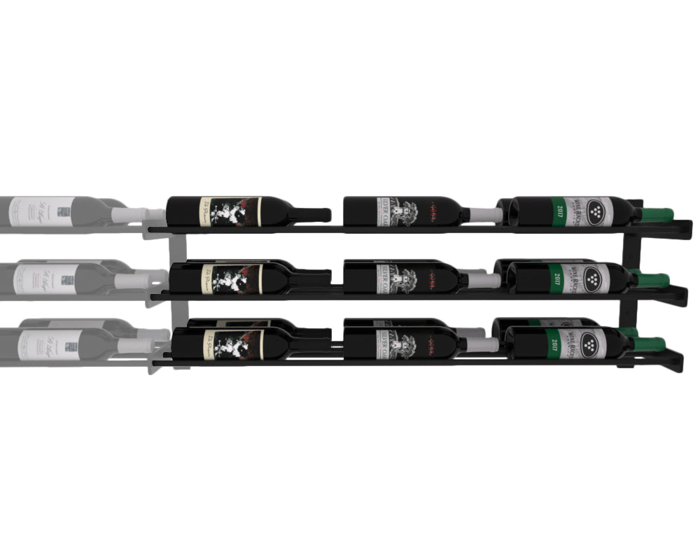 Wine Wall Three Row (Extension Kit) in 18 Bottles (Double Deep) Matte Black/Matte Black Matte Black