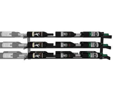 Wine Wall Three Row (Extension Kit) in 18 Bottles (Double Deep) Matte Black/Matte Black Matte Black
