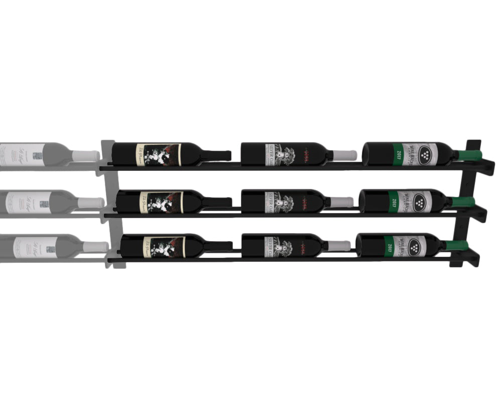 Wine Wall Three Row (Extension Kit) in 9 Bottles (Single Deep) Matte Black/Matte Black Matte Black