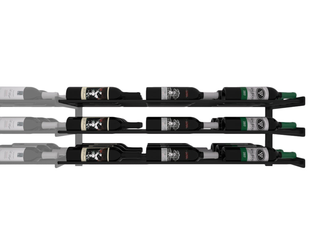Wine Wall Three Row (Extension Kit) in 27 Bottles (Triple Deep) Matte Black/Matte Black Matte Black