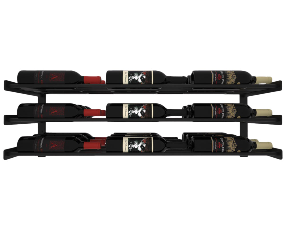 Wine Wall Three Row 3 Column in 27 Bottles (Triple Deep) Matte Black/Matte Black