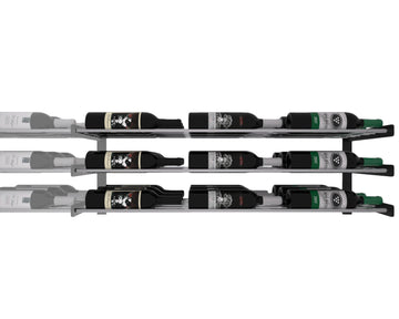 Wine Wall Three Row (Extension Kit) in 27 Bottles (Triple Deep) Matte Black/Chrome Chrome
