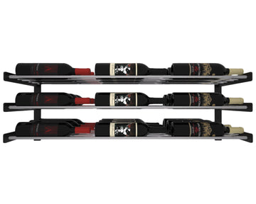 Wine Wall Three Row 3 Column in 27 Bottles (Triple Deep) Matte Black/Chrome